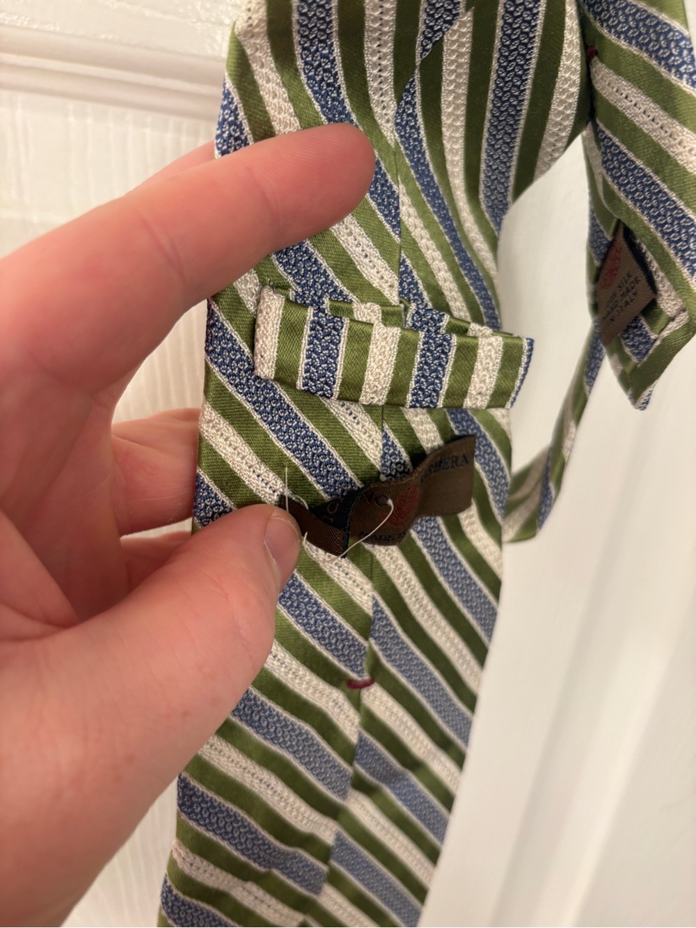 Luciano Barbera Green Striped Silk Tie - Picture 4 of 4